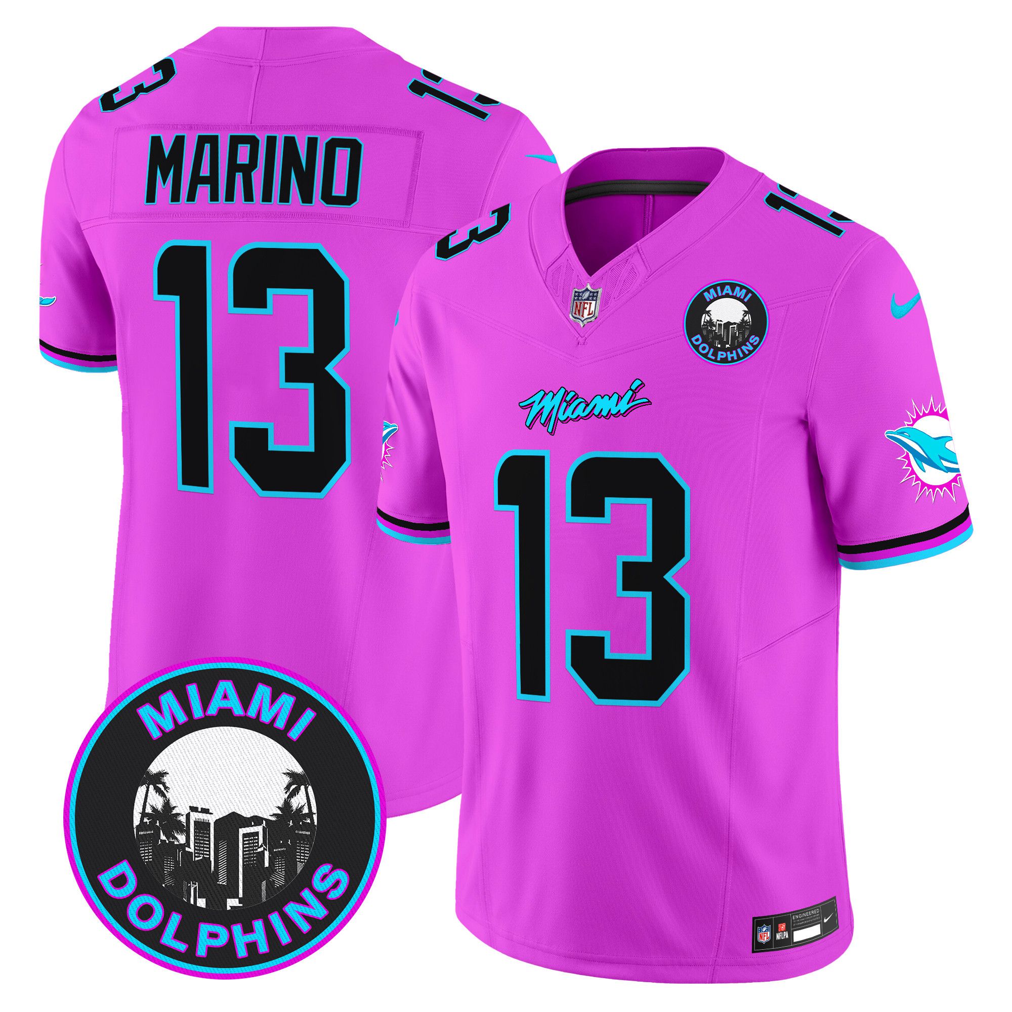 Men Miami Dolphins #13 Marino Pink 2024 Nike Vapor Limited NFL Jersey